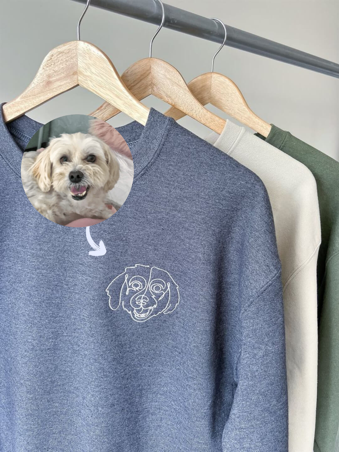 Custom Pet Portrait Embroidered Sweatshirt