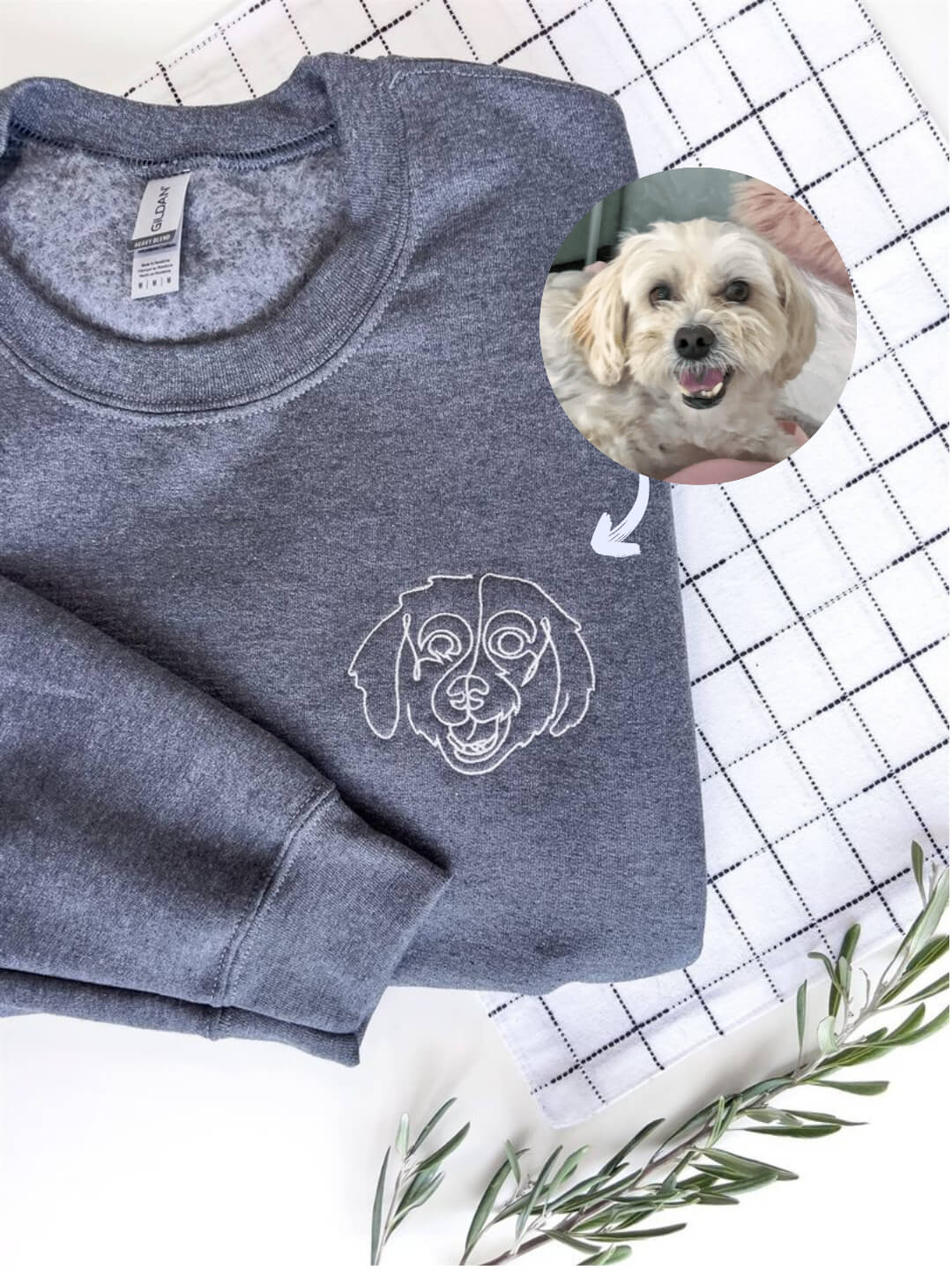 Custom Pet Portrait Embroidered Sweatshirt – Daxon Paws